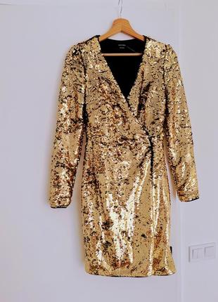 Золотое вечернее платье c&amp;a золотистое платье на запах бле...