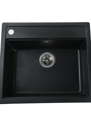 Гранітна мийка Globus Lux VOLTA чорний металік 570х510 мм-А0001