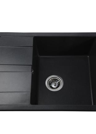 Гранітна мийка Globus Lux ONE чорний металік 650х500 мм-А0001