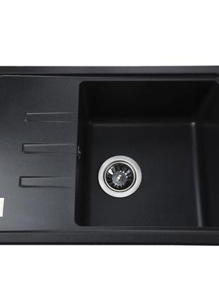 Гранітна мийка Globus Lux MONO чорний металік 620х435 мм-А0001