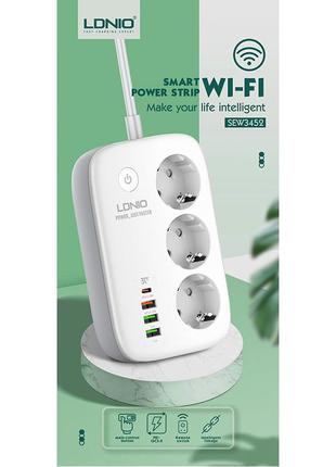 Мережевий продовжувач LDNIO SEW3452 3 ports / 3USB/ 1 QC 3.0 WiFi