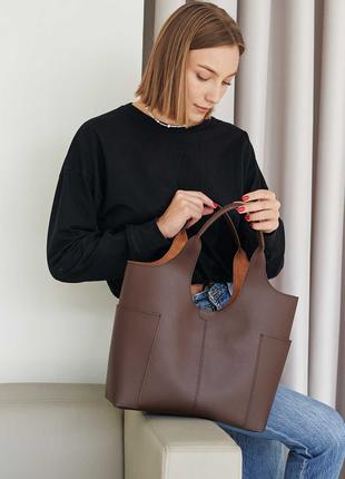 Женская сумка коричневая сумка 2в1 тоут сумка среднего размера с