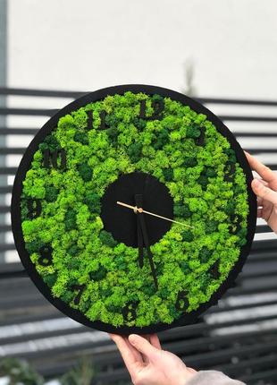 Настінний годинник зі стабілізованим мохом 30 см minature moss