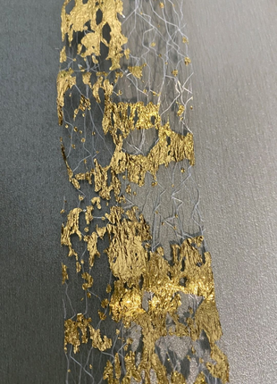 Фольга на сітці для нігтів декоративна золото на білому