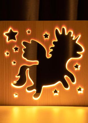 Світильник нічник з дерева LED "Чарівний єдиноріг" з пультом і...