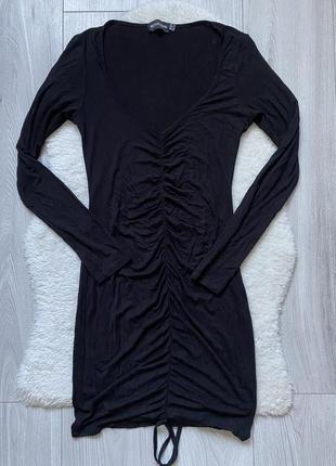 Платье по фигуре вискоза платье черная с сборкой