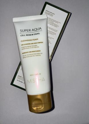 Missha super aqua cell renew snail* очищающая пенка для лица с...