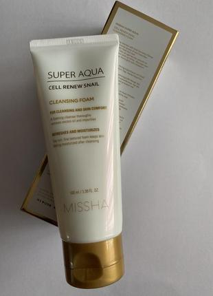 Missha super aqua cell renew snail очищаюча пінка з екстрактом...