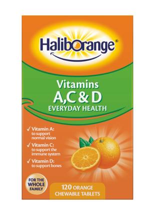 Вітаміни та мінерали Haliborange Vitamins A,C & D, 120 жувальн...
