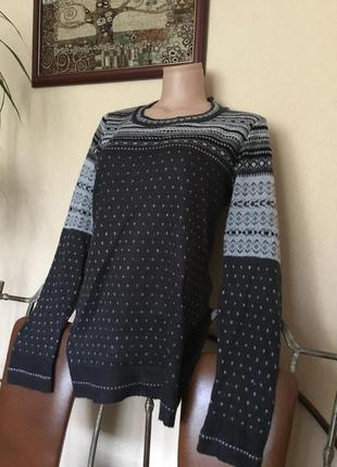 Фирменный свитер кофта джемпер реглан с узорами