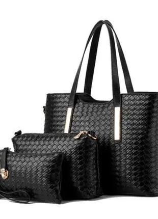 Стильный набор женских сумок с плетением, 3в1 6 цветов  ск-214да