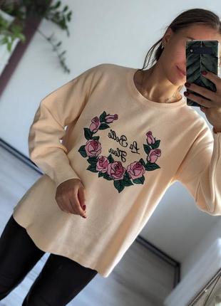 Шикарный свитер с цветами, женский свитер кофта