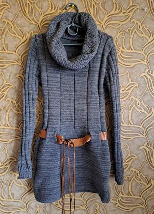 (1123) чудесное вязаное тёплое платье италия для девочки