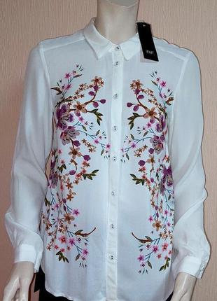Шикарная вискозная белая блузка в цветочный принт f&f made in ...