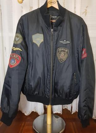 Утепленный оверсайз бомбер милитари куртка ma-1 в стиле armani