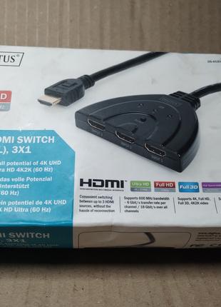 Коммутатор HDMI 4K switch переключатель 3 на 1 свеч Свитч Digi...