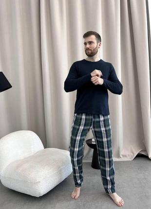 Домашня піжама для чоловіків  cosy  із фланелі  (штани+лонгсли...