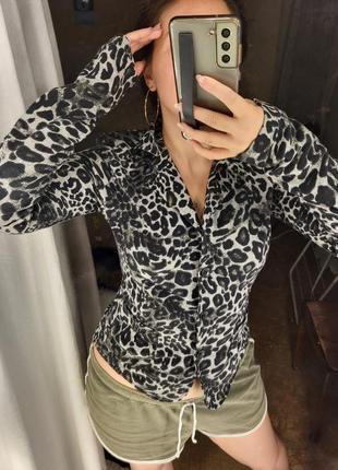 Жакет пиджак коттон животный принт animal леопард тигровый при...