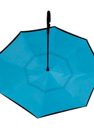 Смарт зонт наоборот Up-Brella Голубой однотонный брендовый обр...