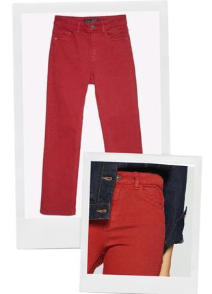 Темно красные прямые джинсы stradivarius straight fit базовая ...