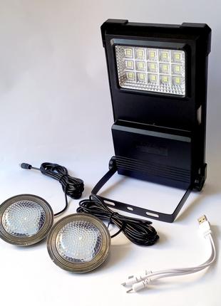 Ліхтар GDTimes GD-07A із сонячною панеллю та лампами Чорний