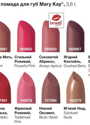 Гелева матова помада mary kay