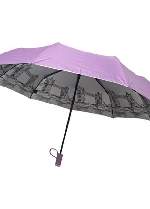 Жіноча парасолька автомат Срібний дощ з візерунком зсередини #...