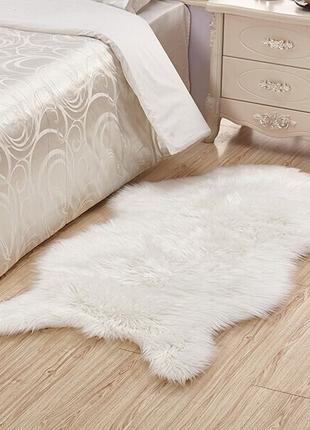 Килимок шкірка на підлогу, білий пухнастий килимок хутро, килимок