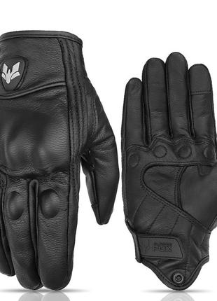 Кожаные мото перчатки Alpines Fox Черные Размер L