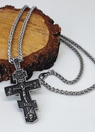 Крест с цепочкой черный градиент
