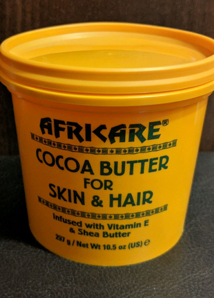 Какао-масло Africare для кожи и волос с маслом ши и вит. Е, 297гр