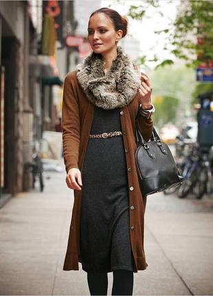 Длинный коричневый кардиган на пуговицах с карманами vero moda