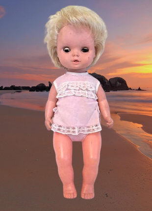 Кукла 42 см, винтажная кукла в розовом платье, старая кукла 20 ве