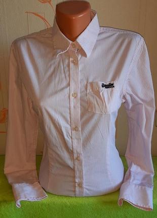 Оригинальная белая рубашка в розовую полоску superdry shirt ma...