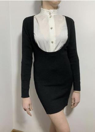 Платье черное с открытой грудью под блузку d&g не оригинал