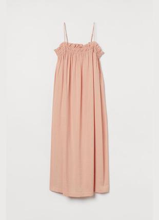H&m летнее платье миди сарафан персиковый свободный крой трекс...