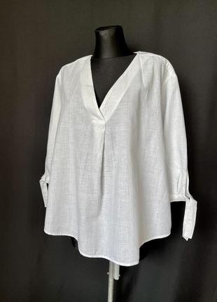 H&amp;m белая льняная блуза из льна и хлопка свободный крой за...