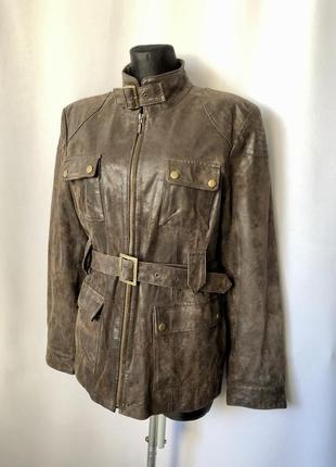 Rino & pelle кожаная куртка коричневая с поясом италия натурал...