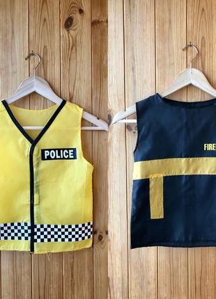 Жилетки 3-6 лет костюм полицеский и пожарник police fireman