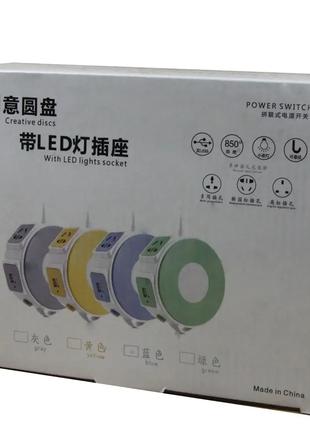 Сетевой фильтр 220V LED (3 розетки+2 USB)