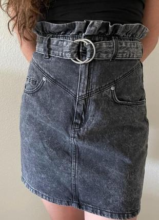 Серая джинсовая юбка р.42-44