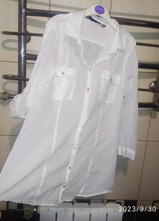 Белоснежная рубашка,рубашка от zara basic хлопок