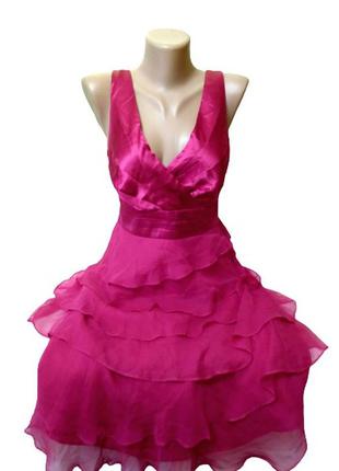Натуральное шелковое платье monsoon, многоярусная юбка с оборками