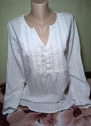 Белая хлопковая удлиненная блуза