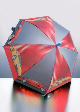 Детский зонт полуавтомат для мальчика с рисунком машин