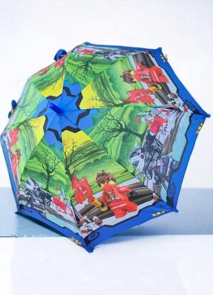 Зонт для мальчика полуавтомат с ярким принтом лего ниндзяго, з...