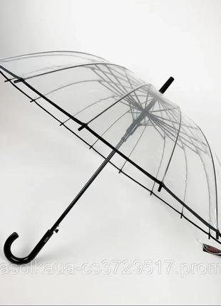 Прозрачный женский зонт-трость в стиле "birdcage" с 16 спицами...