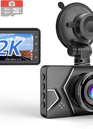 Обновленная версия Видеорегистратор 2K Ultra HD с SD-картой 64...