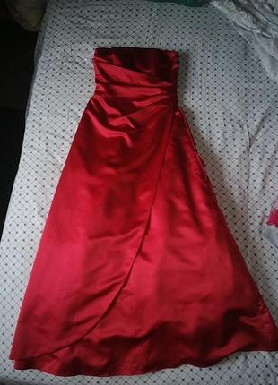 Длинное красное вечерне платье david's bridal