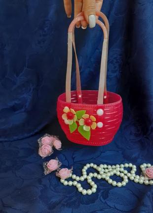 1970-е! 💐завод колорит корзинка сумочка для малышки с цветами ...